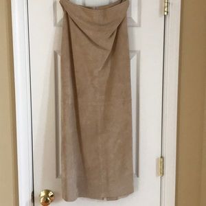 Tan long suede skirt